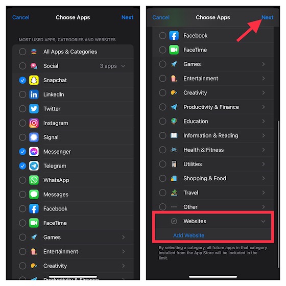 Customize app limits on ioS