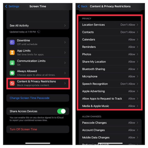 Customize privacy settings on iPhone