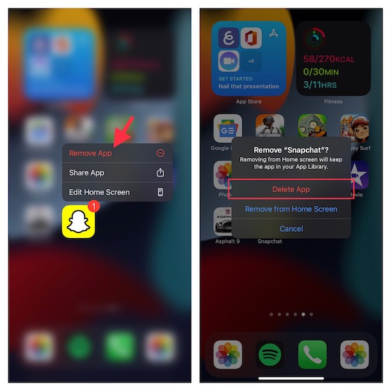 Delete Snapchat and reinstall on iPhone