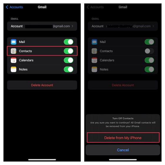Delete third party contacts from iPhone and iPad