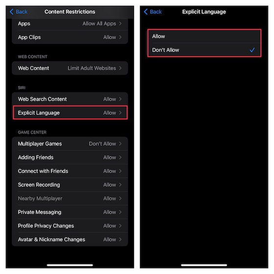Disable Explicit Language for Siri on iPhone and iPad 