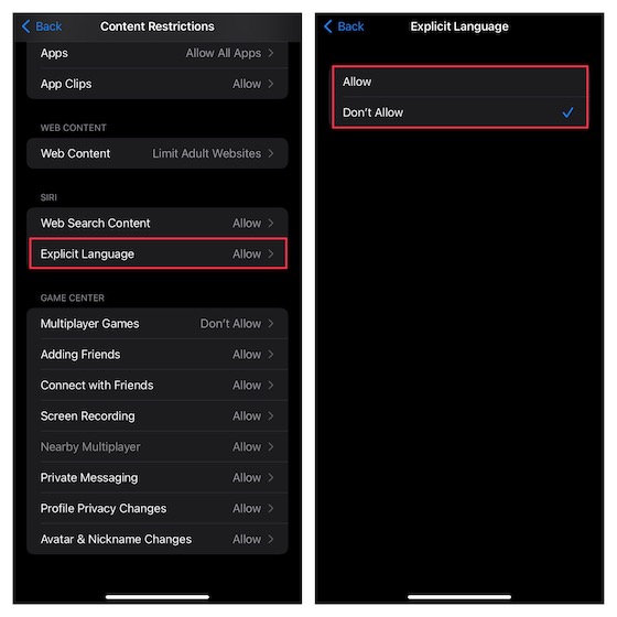 Disable Explicit Language for Siri on iPhone and iPad