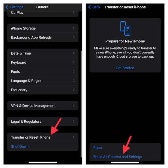 Erase your iPhone or iPad