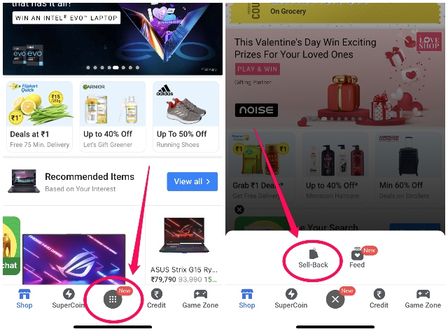 Flipkart app new sell back option 