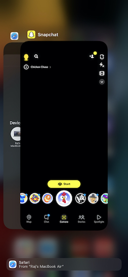 Force quit Snapchat app on iPhone