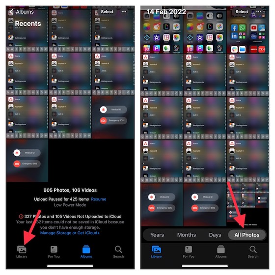 Accédez À La Section Toutes Les Photos Dans L'Application Photos Pour Ios