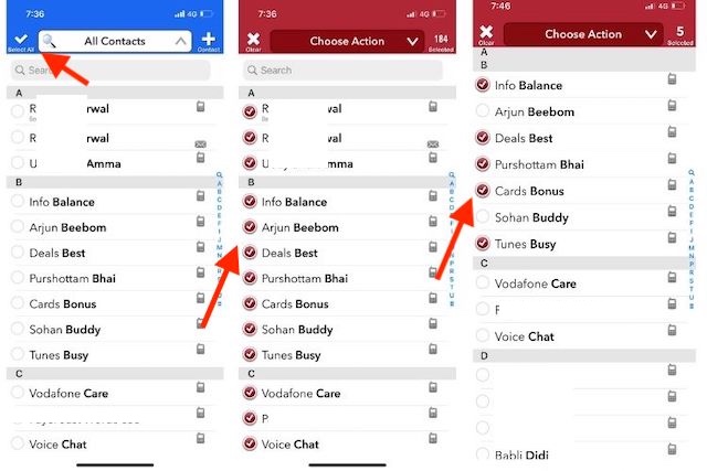Delete multiple iPhone contacts