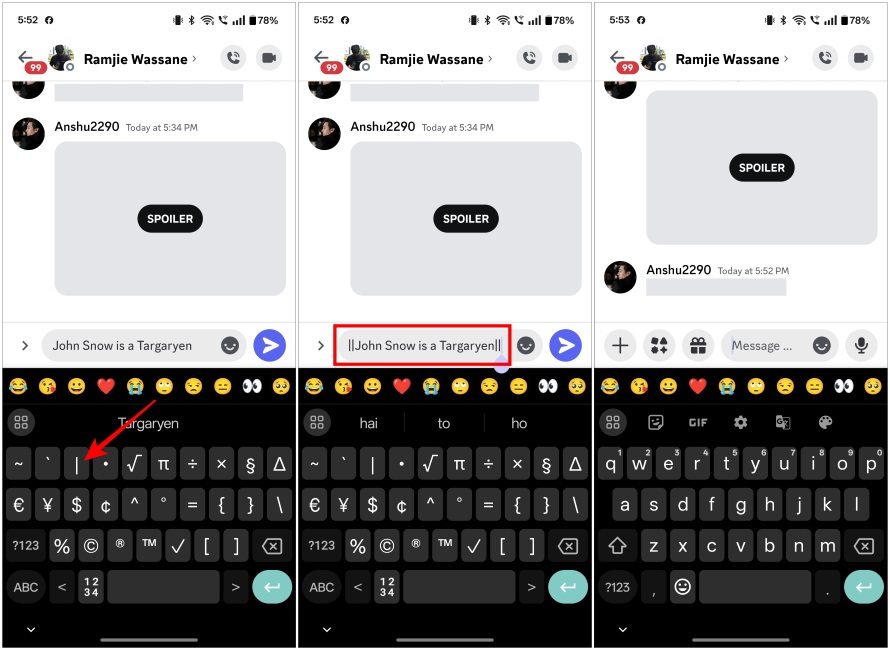 Hide Spoiler Text in Discord Mobile