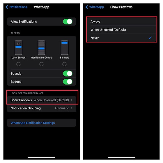 Gardez Les Aperçus De Notification Cachés Sur L'Écran De Verrouillage De L'Iphone