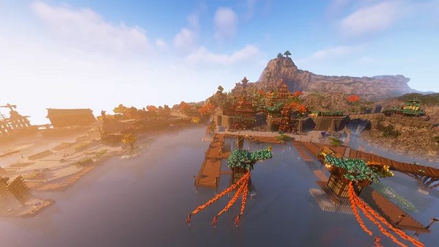Pelabuhan Liyue Saka Dampak Genshin ing Peta Minecraft paling apik