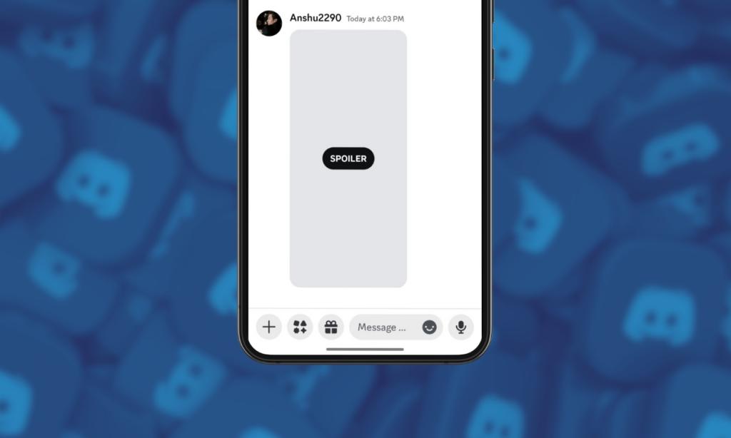 phone showing the Spoiler tag for an image inside the Discord app