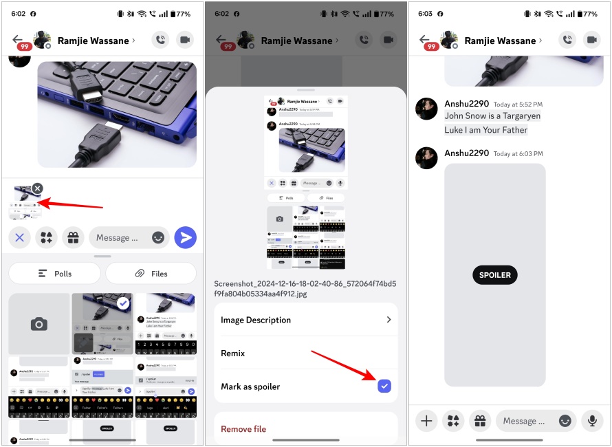 Mark images as Spoiler on Discord Mobile