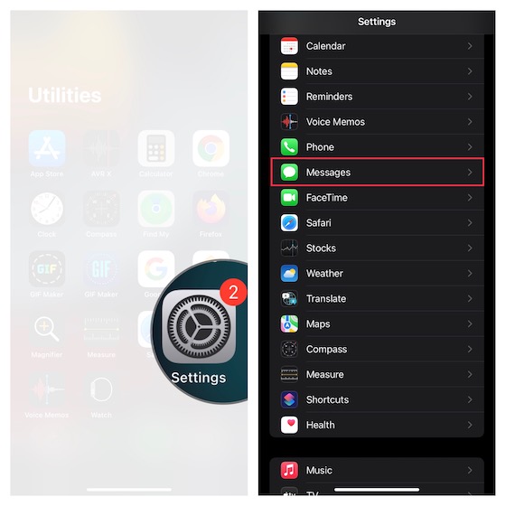 Message settings on iPhone