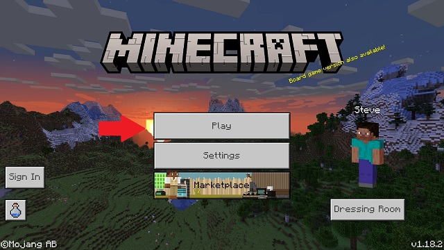 Page d'accueil du jeu Minecraft Bedrock
