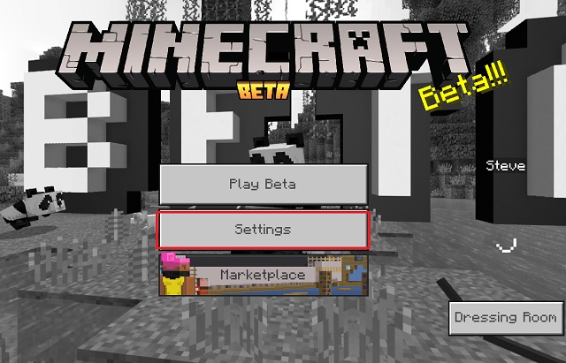 Minecraft Bedrock settings option on beta