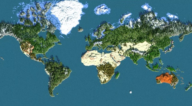 خريطة الأرض المصغرة في أفضل خرائط ماين كرافت