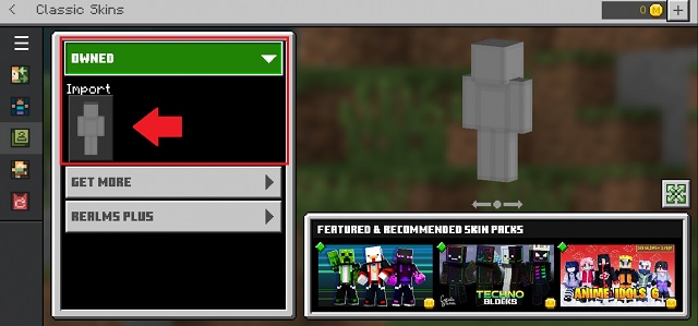 Owned skins in MCPE