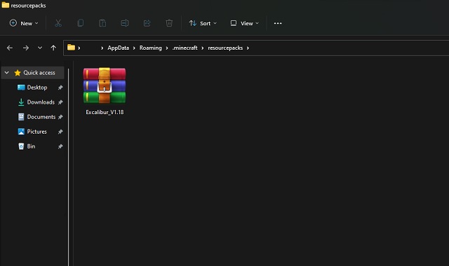 Resource pack folder in Minecraft