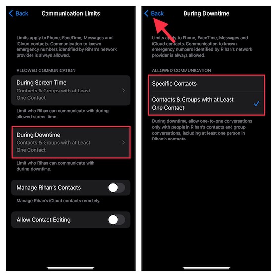 Customize communication limits on iPhone