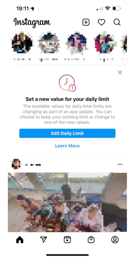 instagram daily limit update pop up