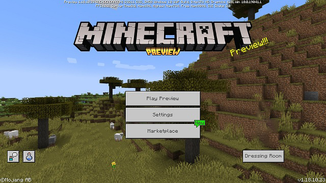 Screenshot of Minecraft Preview Home