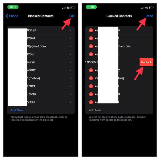 See all blocked contacts on iPhone