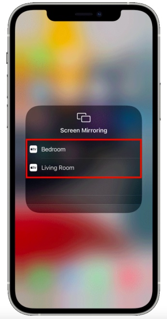 Select your AirPlay compatible TV in control center on iPhone or iPad