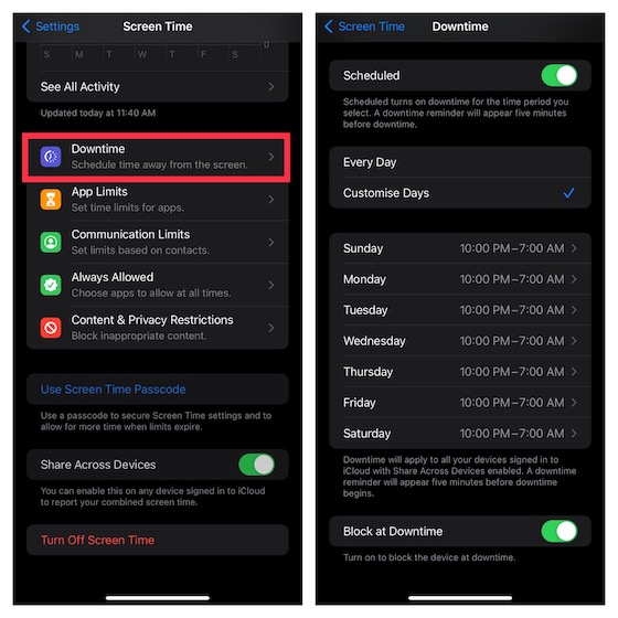 Configurer les temps d'arrêt sur iPhone et iPad
