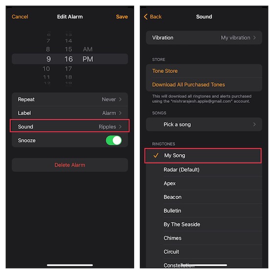 Set a Voice Memo as alarm sound on iPhone