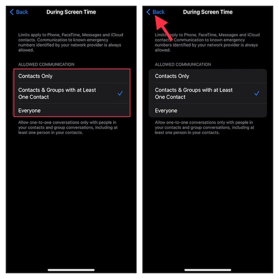 Set communication limits on iOS and iPadOS