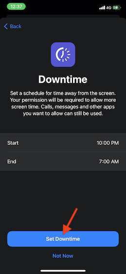 Set up Downtime on iPhone and iPad