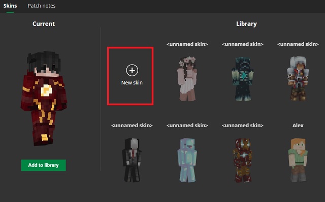 costume tab in the MC launcher