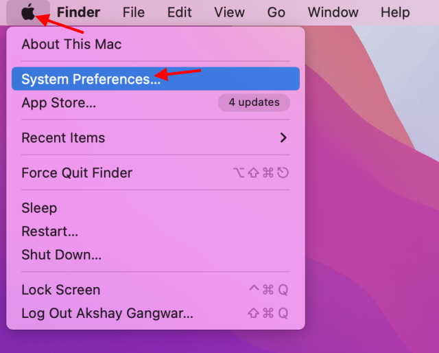 Öffnen Sie die Systemeinstellungen in macOS