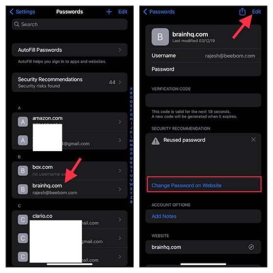 Modifier Le Mot De Passe Enregistré Pour Les Sites Web Sur Iphone