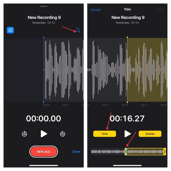 Trim your audio recording on iPhone and iPad