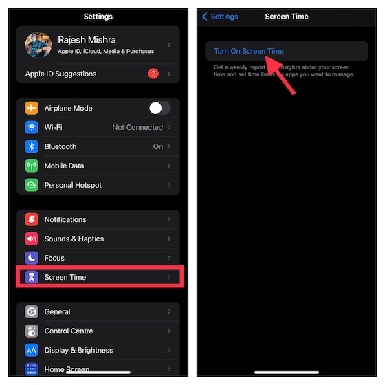 Turn on Screen Tim on iPhone and iPad