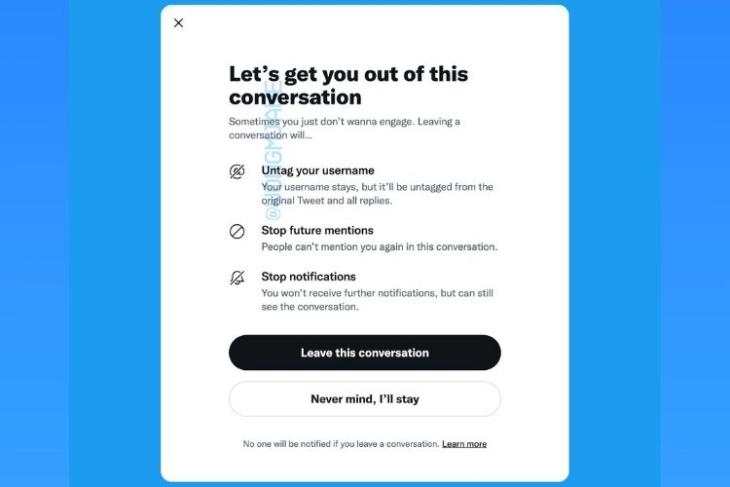 Twitter testet die Funktion „Diese Unterhaltung verlassen“, damit Sie sich von Threads abmelden können