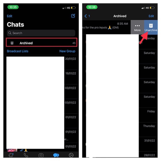 Unarchive any WhatsApp chats on iPhone