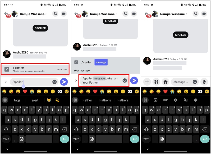 Use Discord Mobile Spoiler Tag