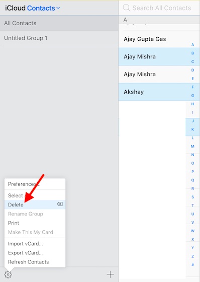 Use iCloud to delete multiple iPhone contacts
