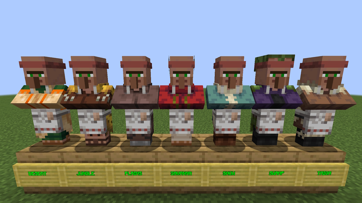 Butcher villagers from all different biomes