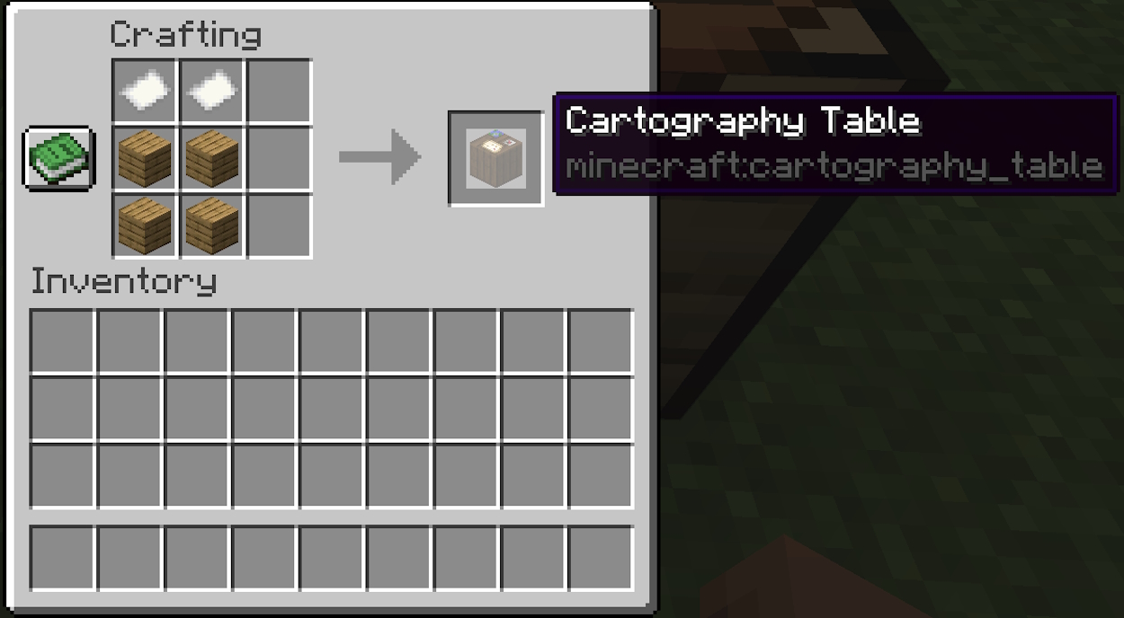 Cartography table crafting recipe
