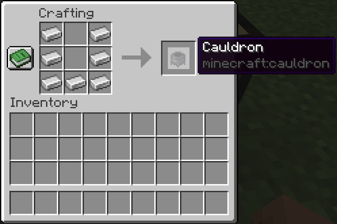 Cauldron crafting recipe
