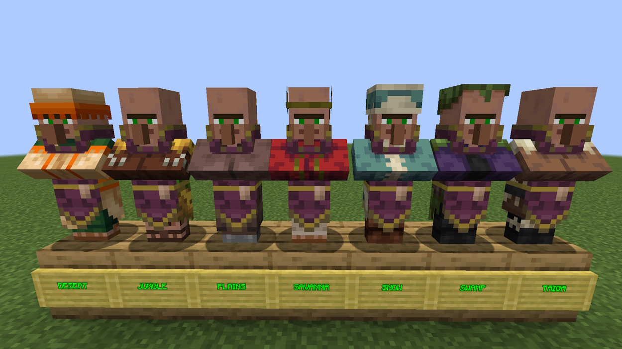 Cleric villagers from all different biomes