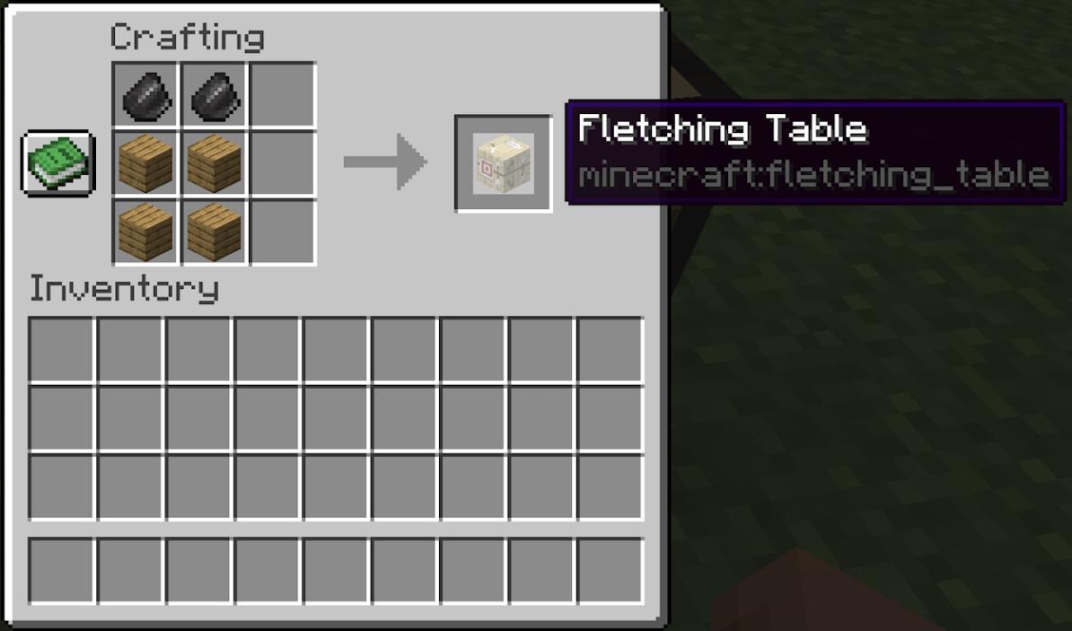 Fletching table crafting recipe