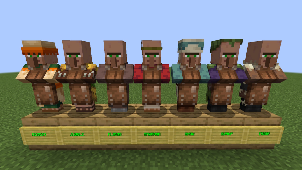 Leatherworker villagers from all different biomes