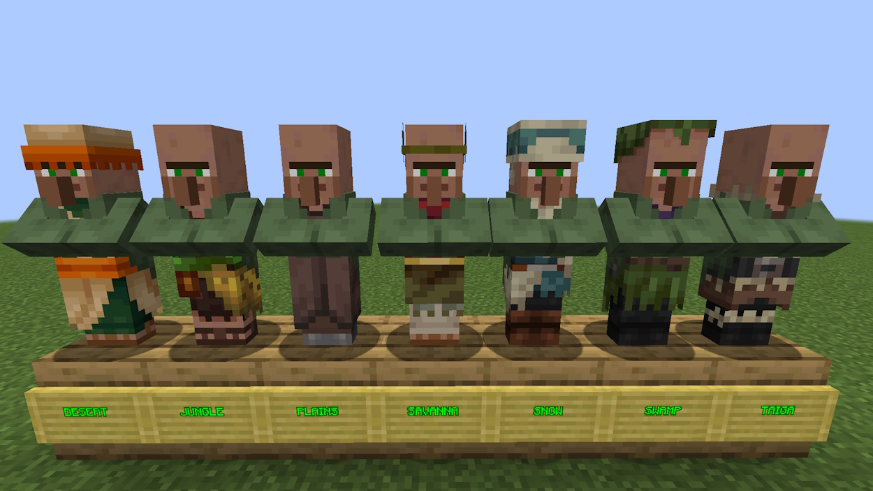 Nitwit villagers from all different biomes