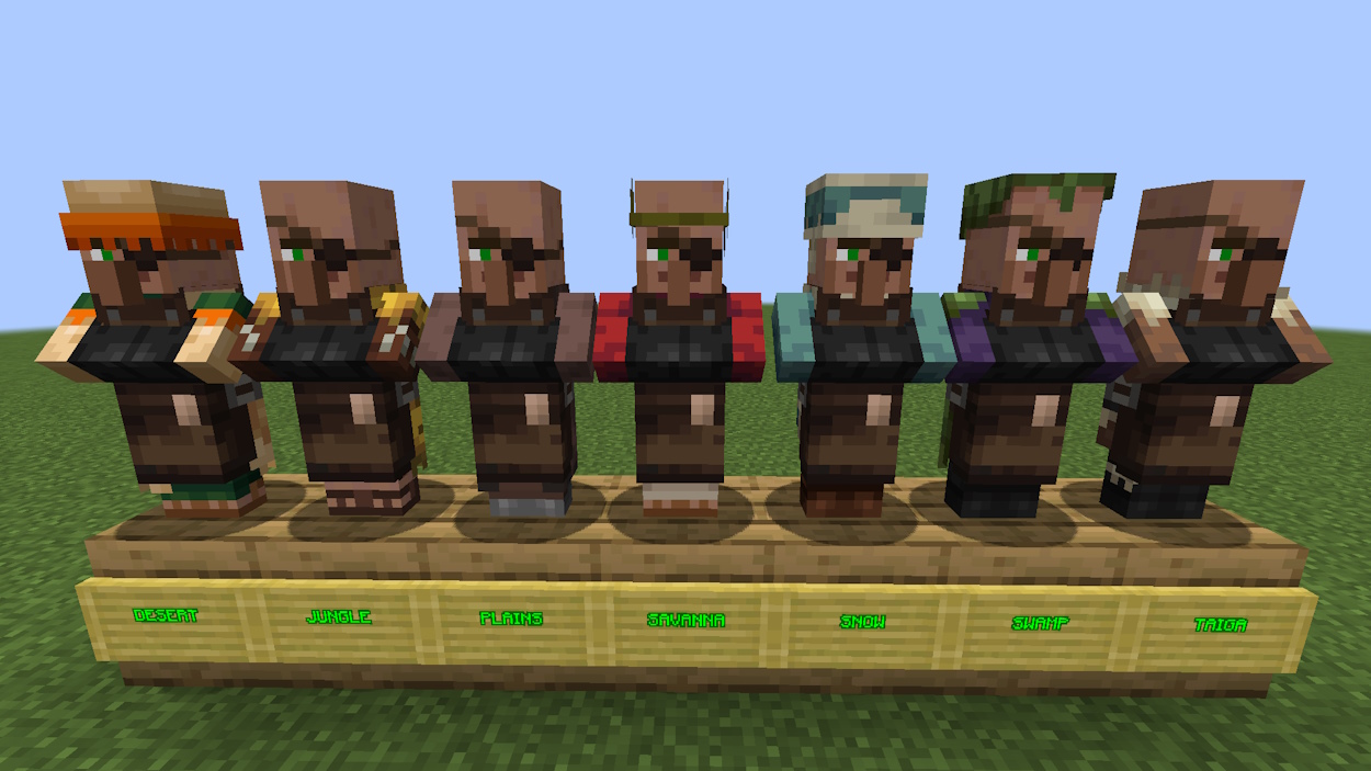 Weaponsmith villagers from all different biomes