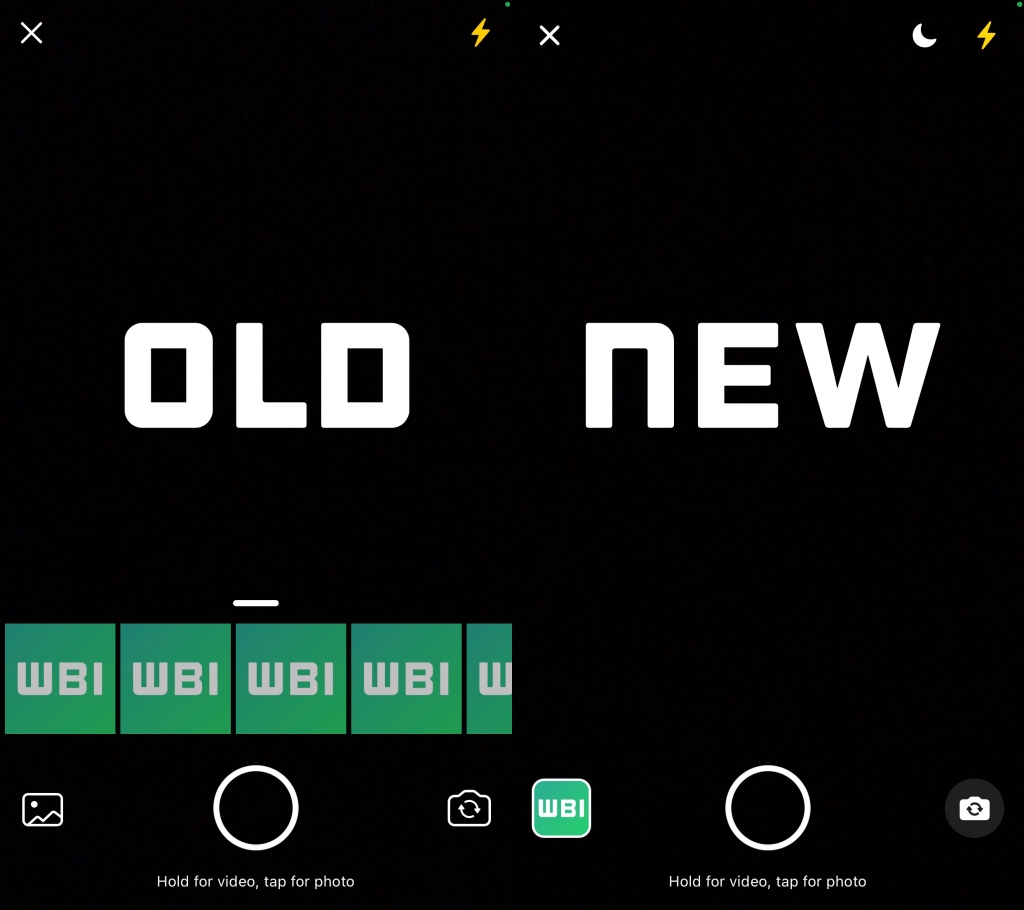 whatsapp for ios redesigned camera UI