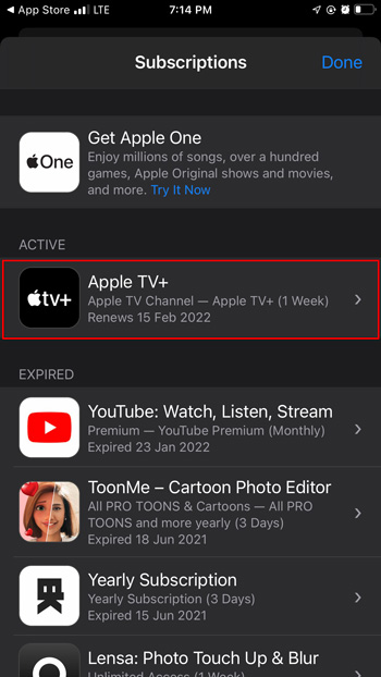 active apple TV+ subscription on iphone